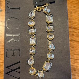 J. Crew Gold and Clear Crystal Jewelbox Necklace and Earring Set